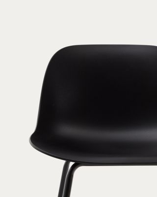 Taburete Altea negro y patas de acero con acabado negro 75 cm
