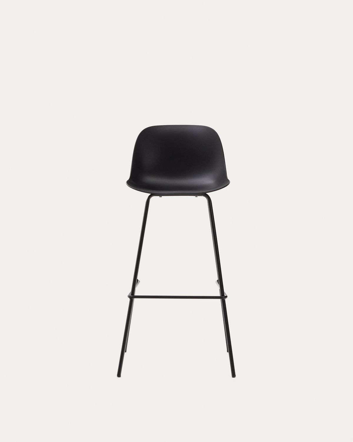 Taburete Altea negro y patas de acero con acabado negro 75 cm