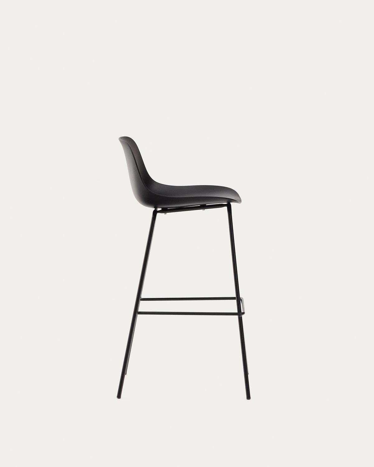Taburete Altea negro y patas de acero con acabado negro 75 cm