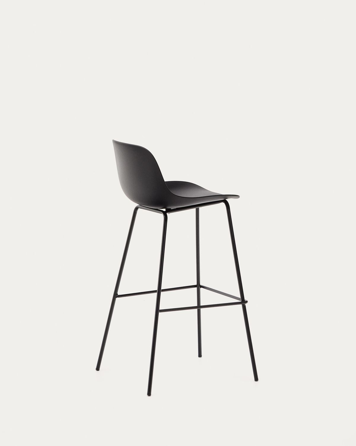 Taburete Altea negro y patas de acero con acabado negro 75 cm