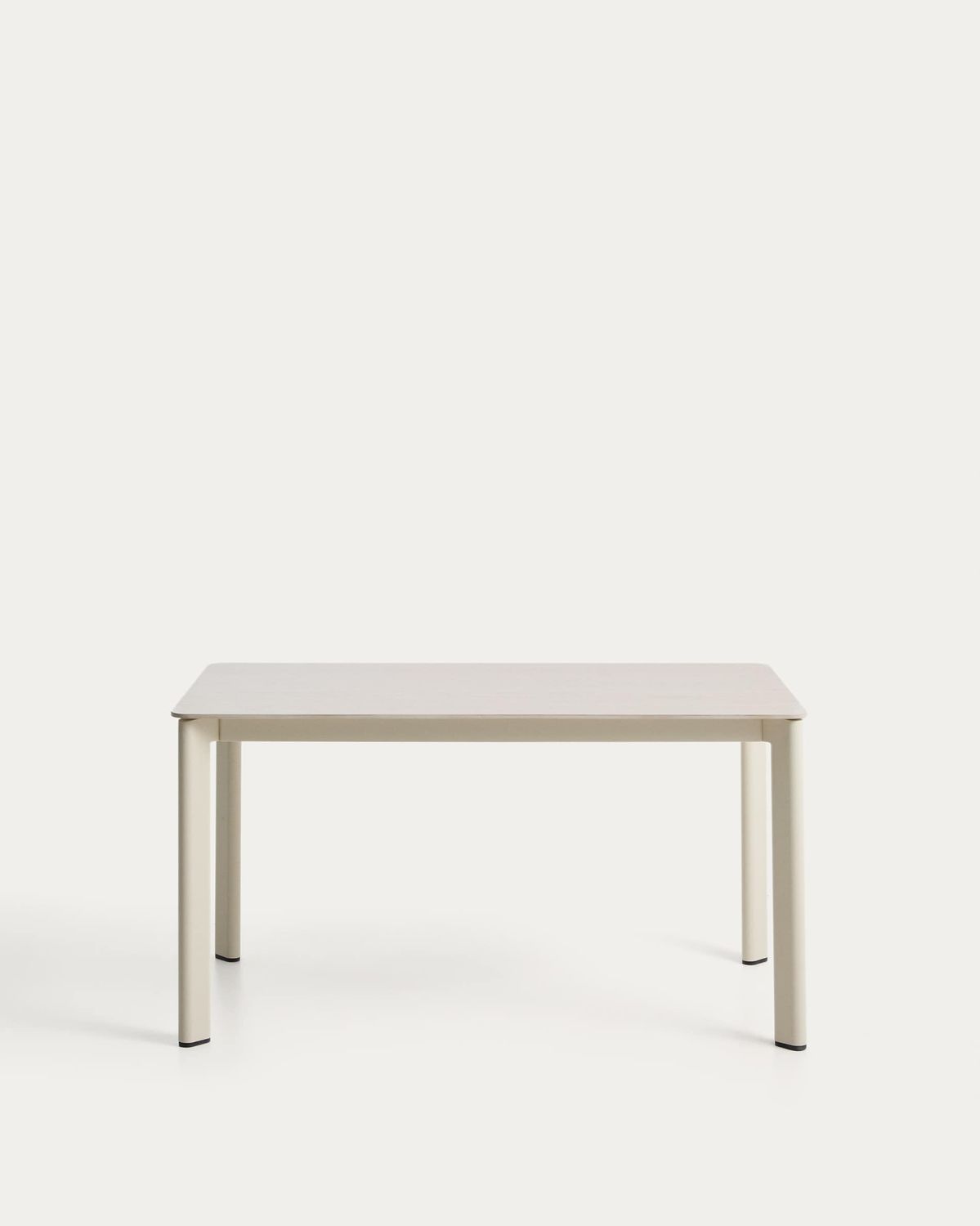 Mesa Anafi de piedra sinterizada y aluminio ecru 140 x 80 cm