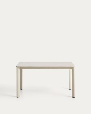 Mesa Anafi de piedra sinterizada y aluminio ecru 140 x 80 cm