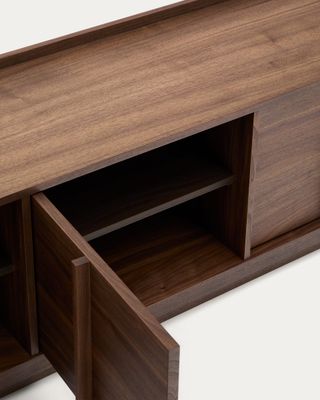 Mueble TV Onix de chapa de nogal con acabado oscuro 200 x 45 cm FSC Mix Credit
