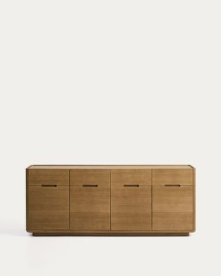 Aparador Arelida de chapa y madera maciza de roble acabado marrón claro 200 x 80 cm FSC Mix Credit