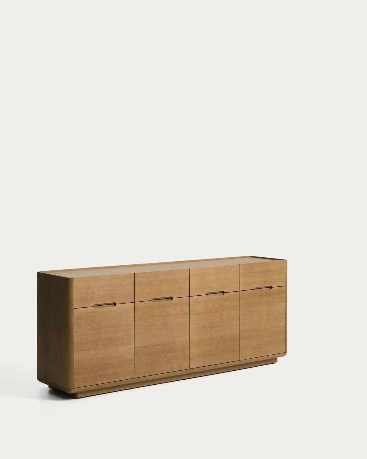 Aparador Arelida de chapa y madera maciza de roble acabado marrón claro 200 x 80 cm FSC Mix Credit