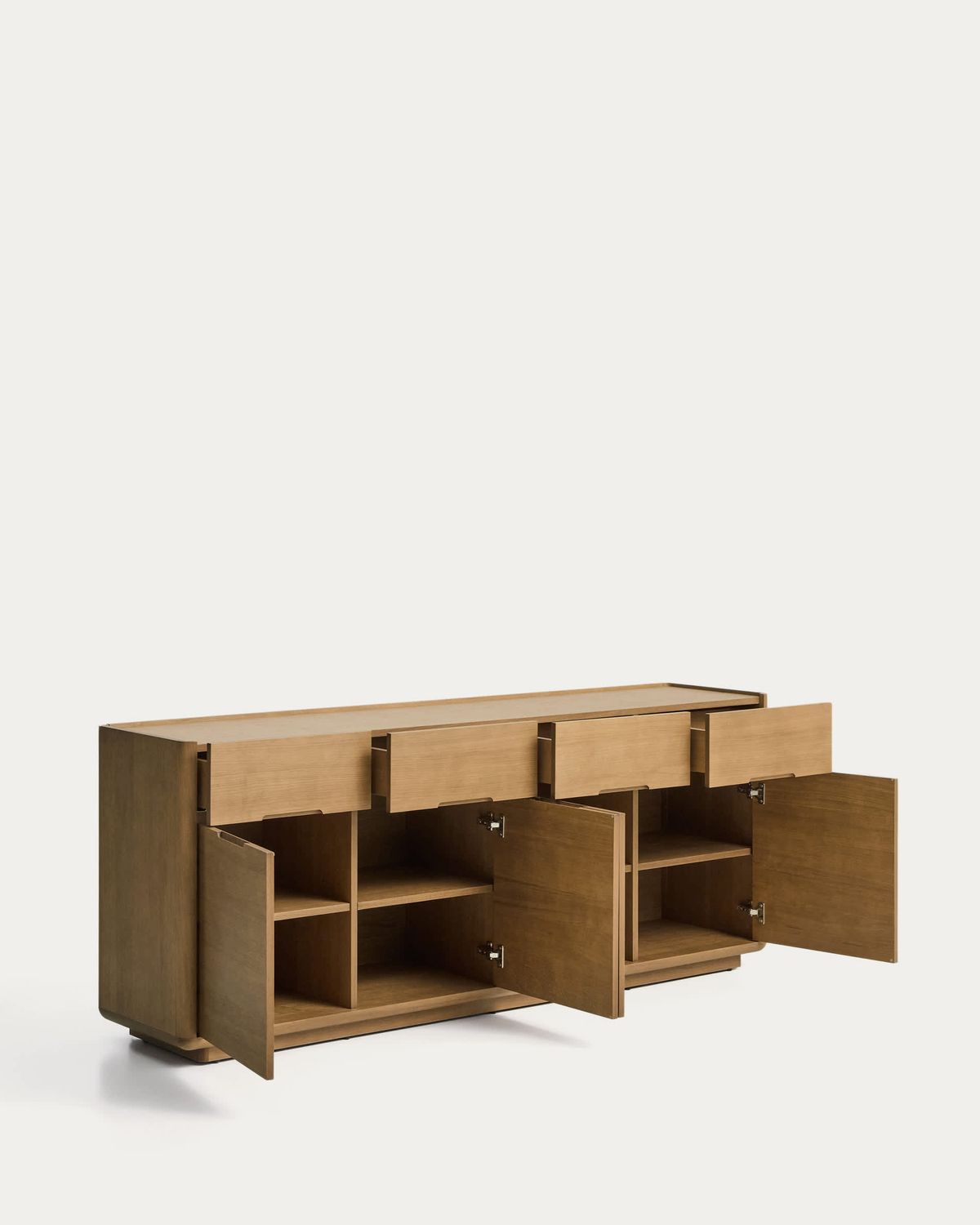 Aparador Arelida de chapa y madera maciza de roble acabado marrón claro 200 x 80 cm FSC Mix Credit