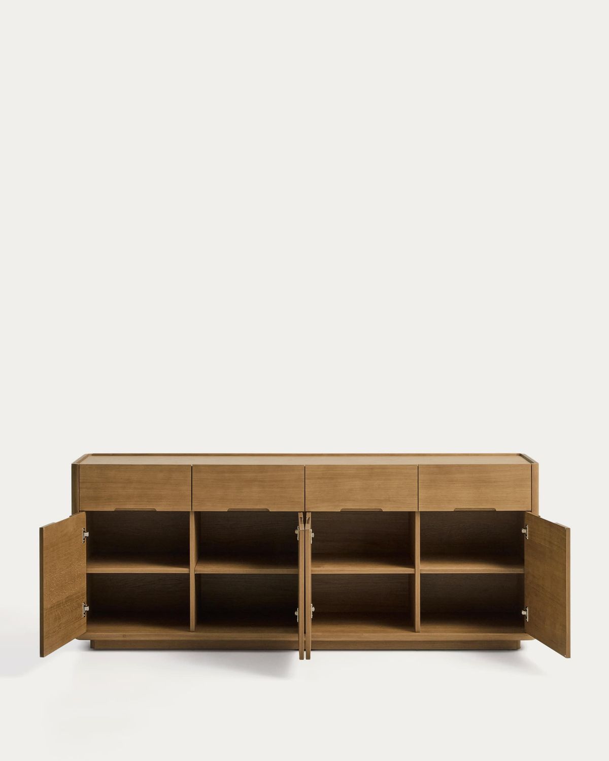 Aparador Arelida de chapa y madera maciza de roble acabado marrón claro 200 x 80 cm FSC Mix Credit