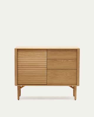 Aparador Lenon 1 puerta y 3 cajones de madera y chapa de roble 105 x 85 cm FSC MIX Credit Aparador Lenon 1 puerta y 3 cajones de madera y chapa de roble 105 x 85 cm FSC MIX Credit