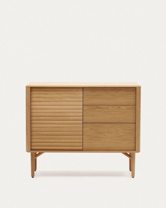 Aparador Lenon 1 puerta y 3 cajones de madera y chapa de roble 105 x 85 cm FSC MIX Credit