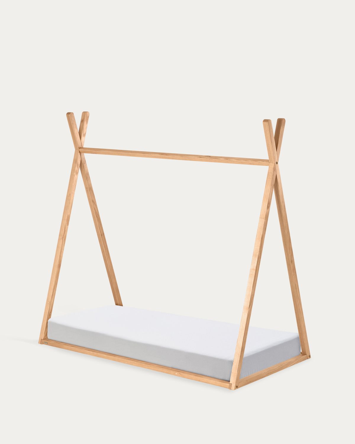 Cama tipi Maralis de madera maciza de haya con acabado natural para colchón de 70 x 140 cm