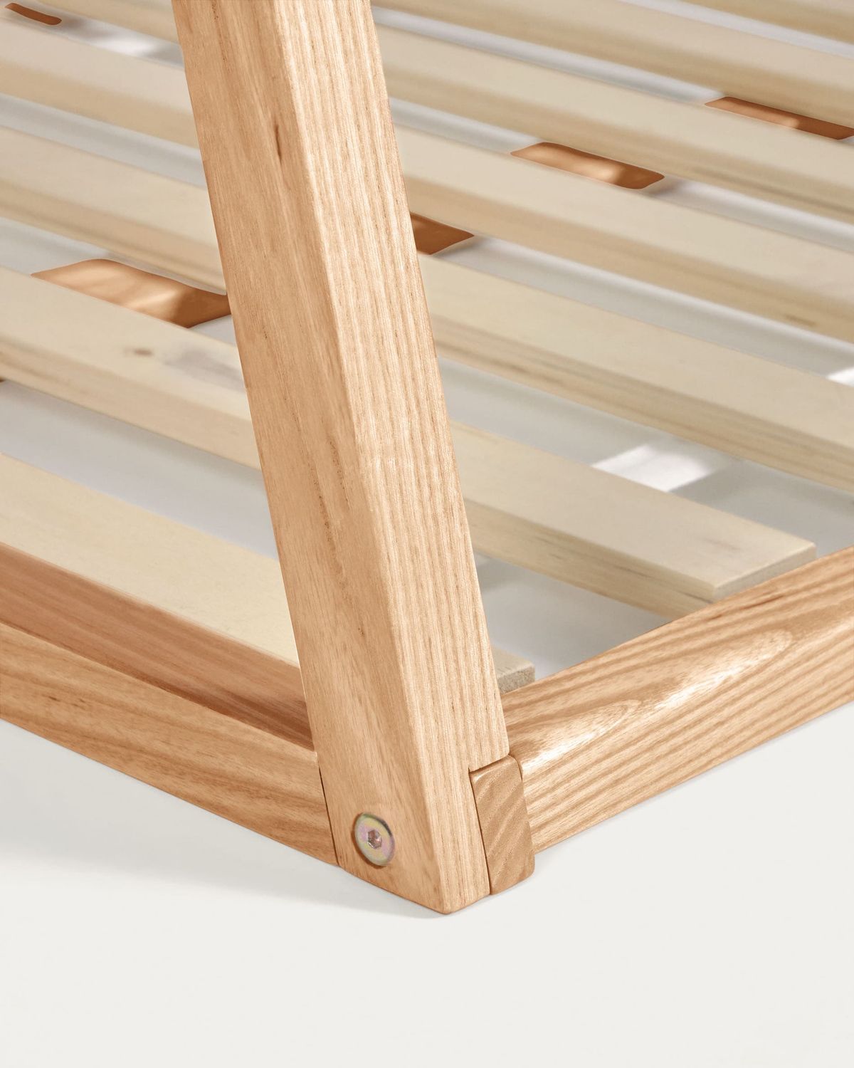 Cama tipi Maralis de madera maciza de haya con acabado natural para colchón de 70 x 140 cm