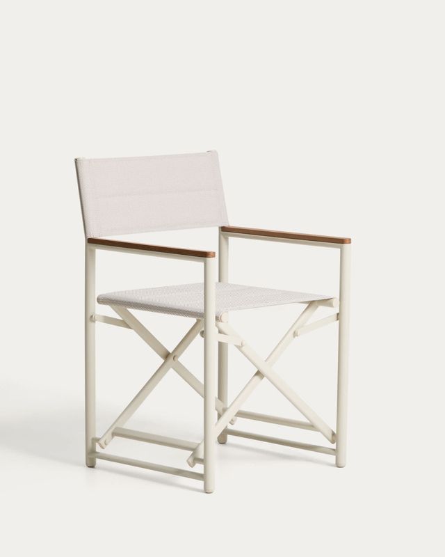 Silla plegable de exterior Tisno de aluminio crudo y texteline crudo
