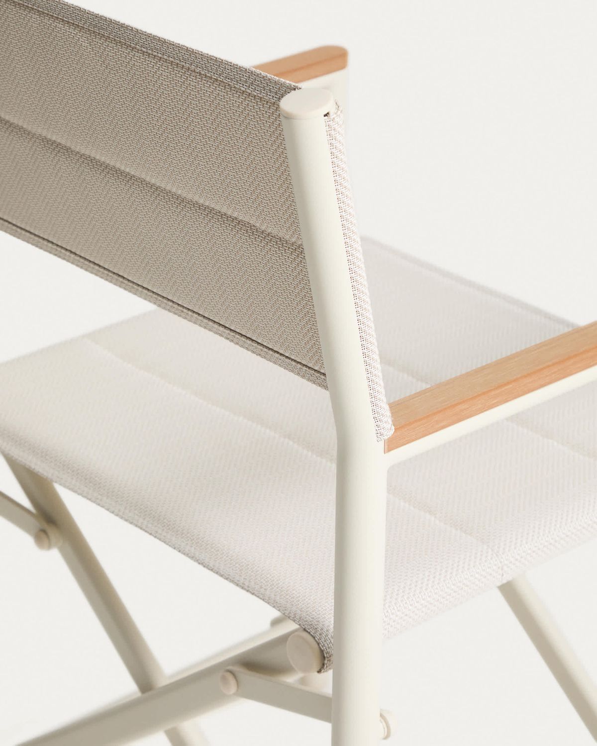 Silla plegable de exterior Tisno de aluminio crudo y texteline crudo