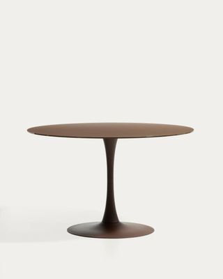 Mesa redonda Vedira de vidrio y acero marrón Ø120 cm
