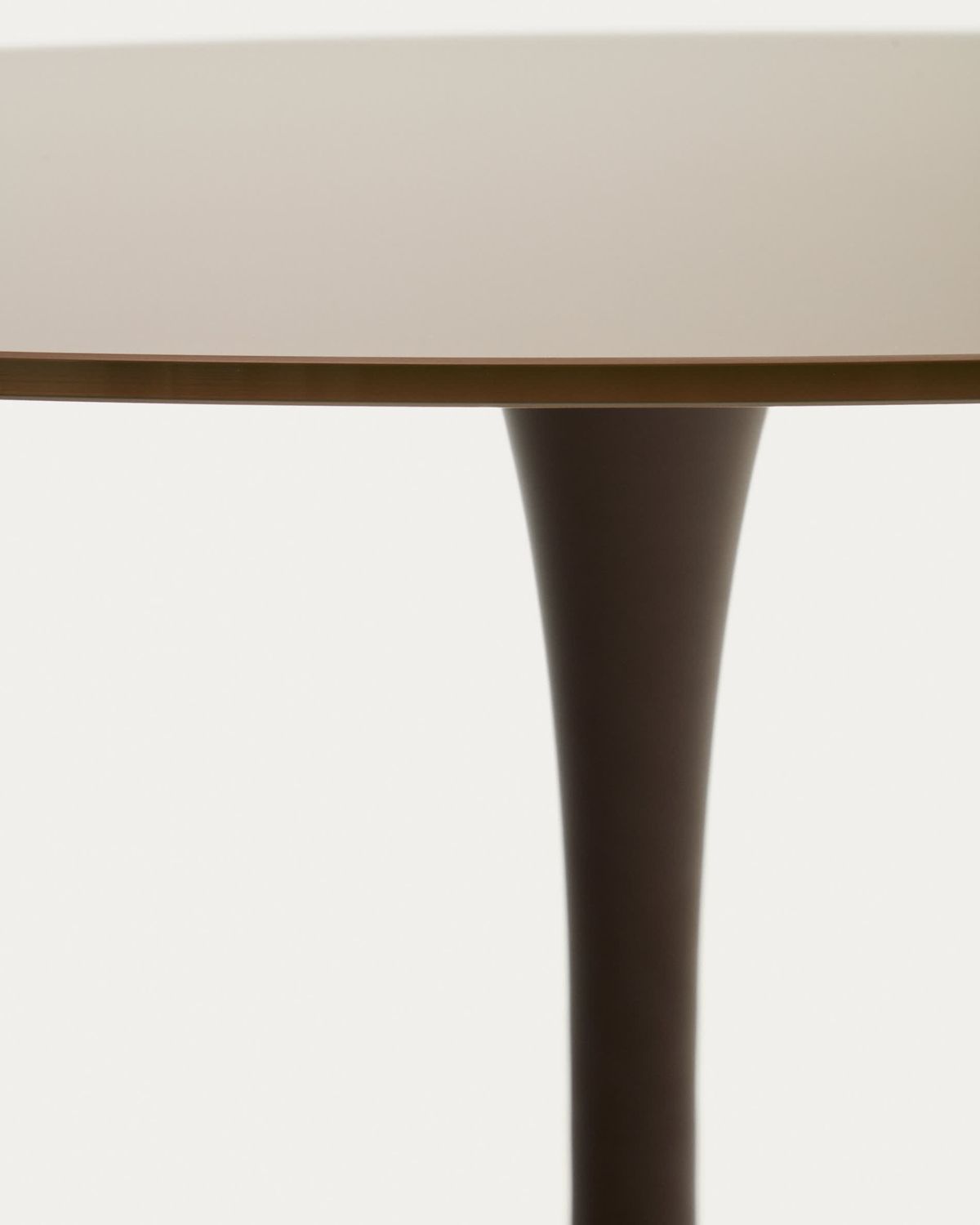 Mesa redonda Vedira de vidrio y acero marrón Ø120 cm