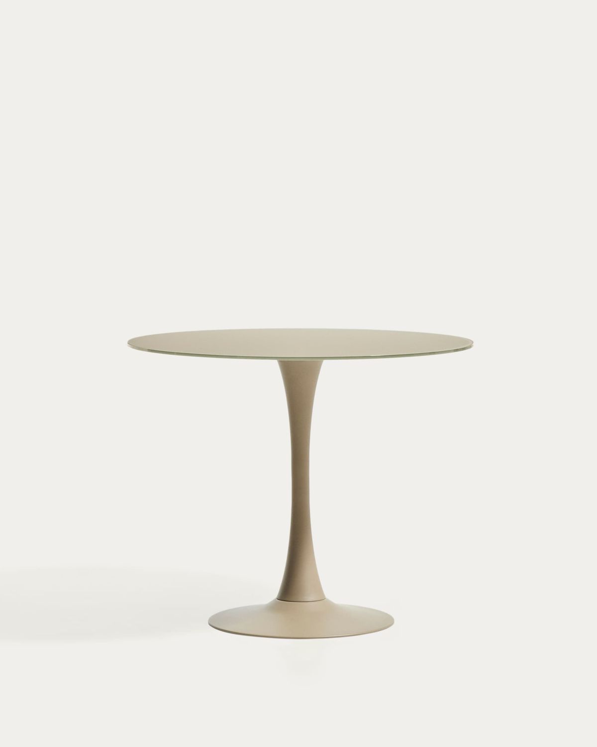 Mesa redonda Vedira de vidrio y acero topo Ø90 cm