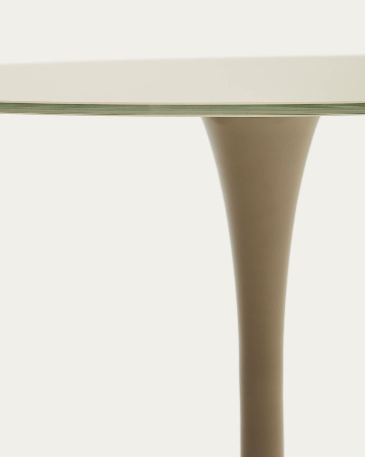 Mesa redonda Vedira de vidrio y acero topo Ø90 cm