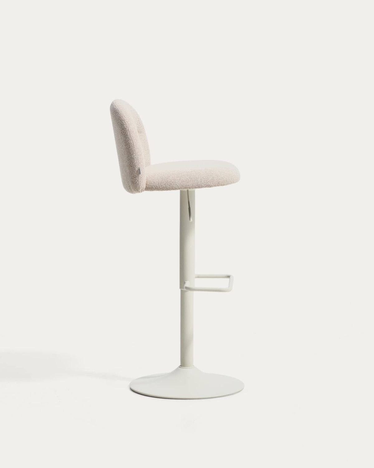 Taburete Arino de chenilla beige y patas de metal beige 65 cm FSC 100%