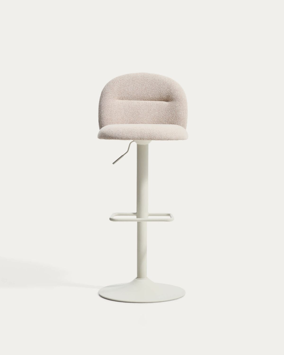 Taburete Arino de chenilla beige y patas de metal beige 65 cm FSC 100%