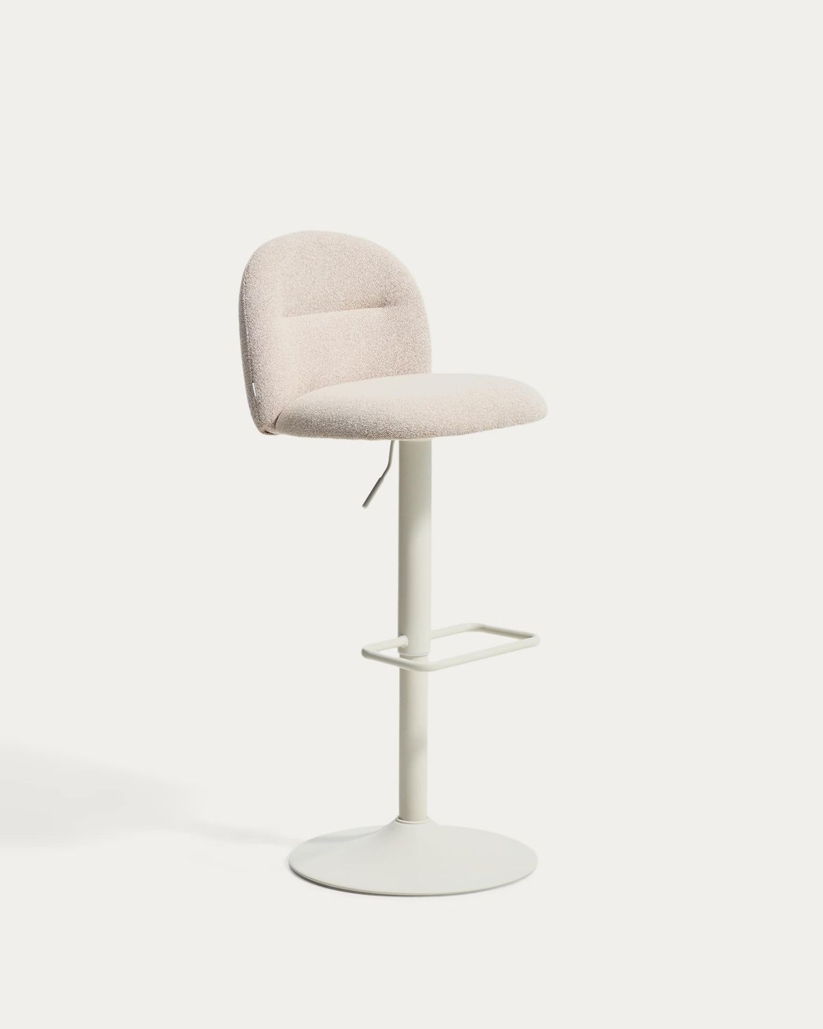 Taburete Arino de chenilla beige y patas de metal beige 65 cm FSC 100%