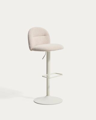 Taburete Arino de chenilla beige y patas de metal beige 65 cm FSC 100% Taburete Arino de chenilla beige y patas de metal beige 65 cm FSC 100%