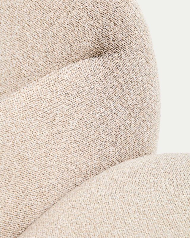 Taburete Arino de chenilla beige y patas de metal beige 65 cm FSC 100%