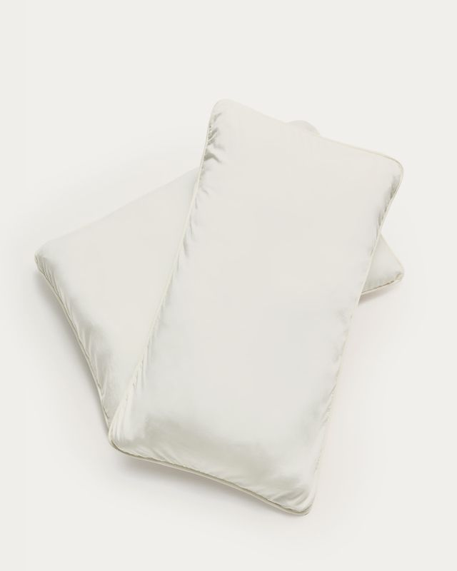 Set Sirale de 2 fundas de almohada 100% algodón satén acabado lavado blanco 50 x 70 cm