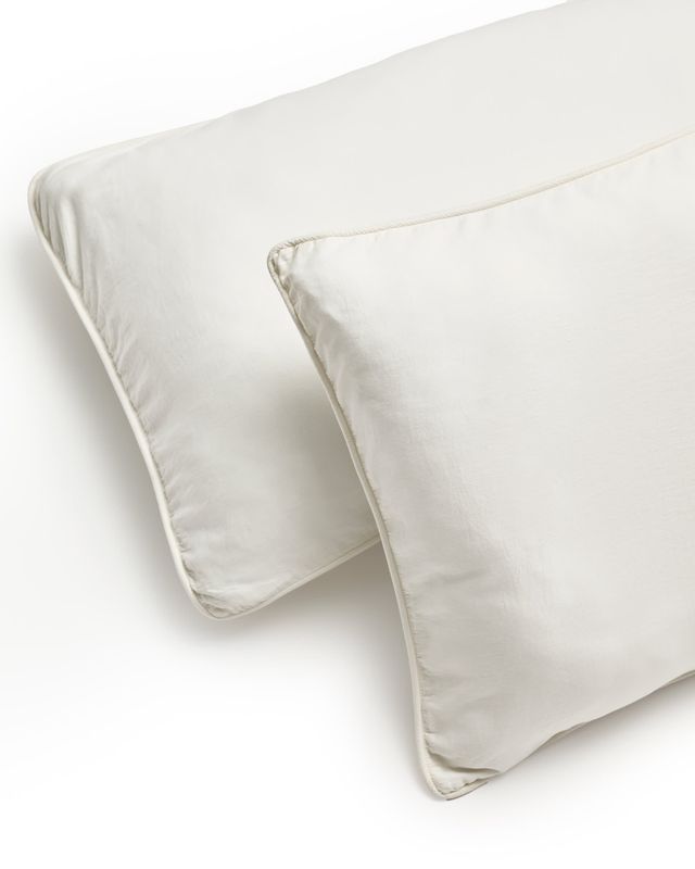 Set Sirale de 2 fundas de almohada 100% algodón satén acabado lavado blanco 50 x 70 cm