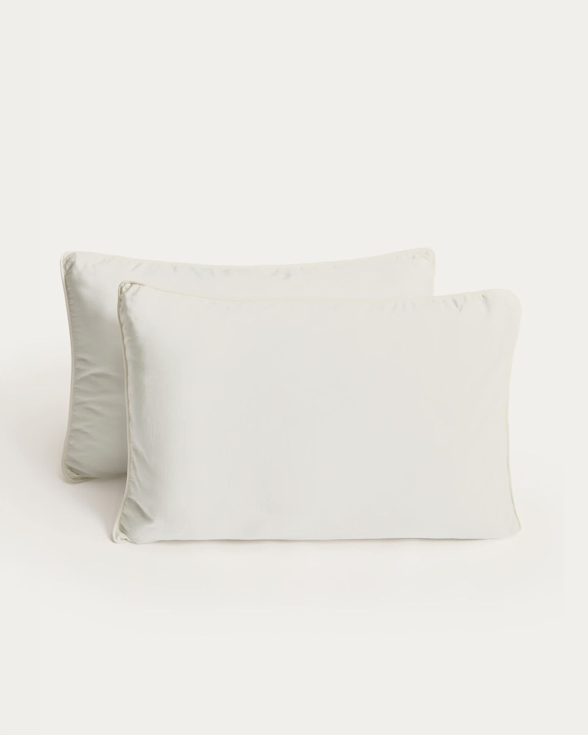 Set Sirale de 2 fundas de almohada 100% algodón satén acabado lavado blanco 50 x 70 cm