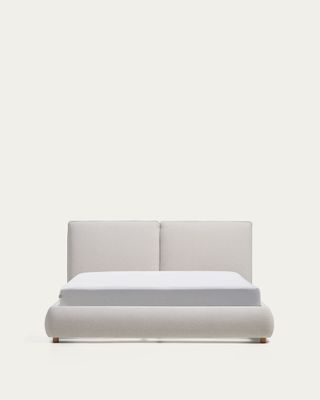 Cama Elerio en chenilla crudo para colchón de 160 x 200 cm Cama Elerio en chenilla crudo para colchón de 160 x 200 cm