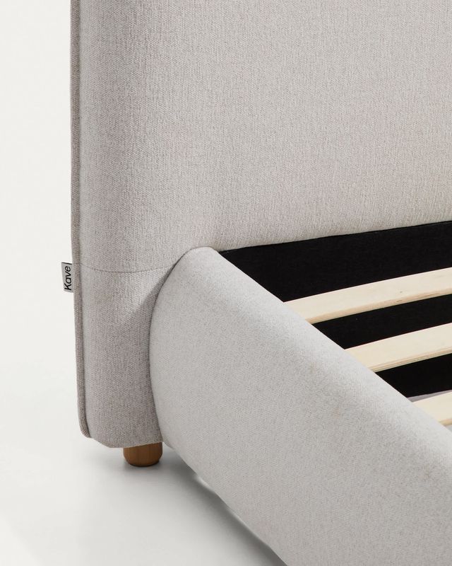 Cama Elerio en chenilla crudo para colchón de 160 x 200 cm