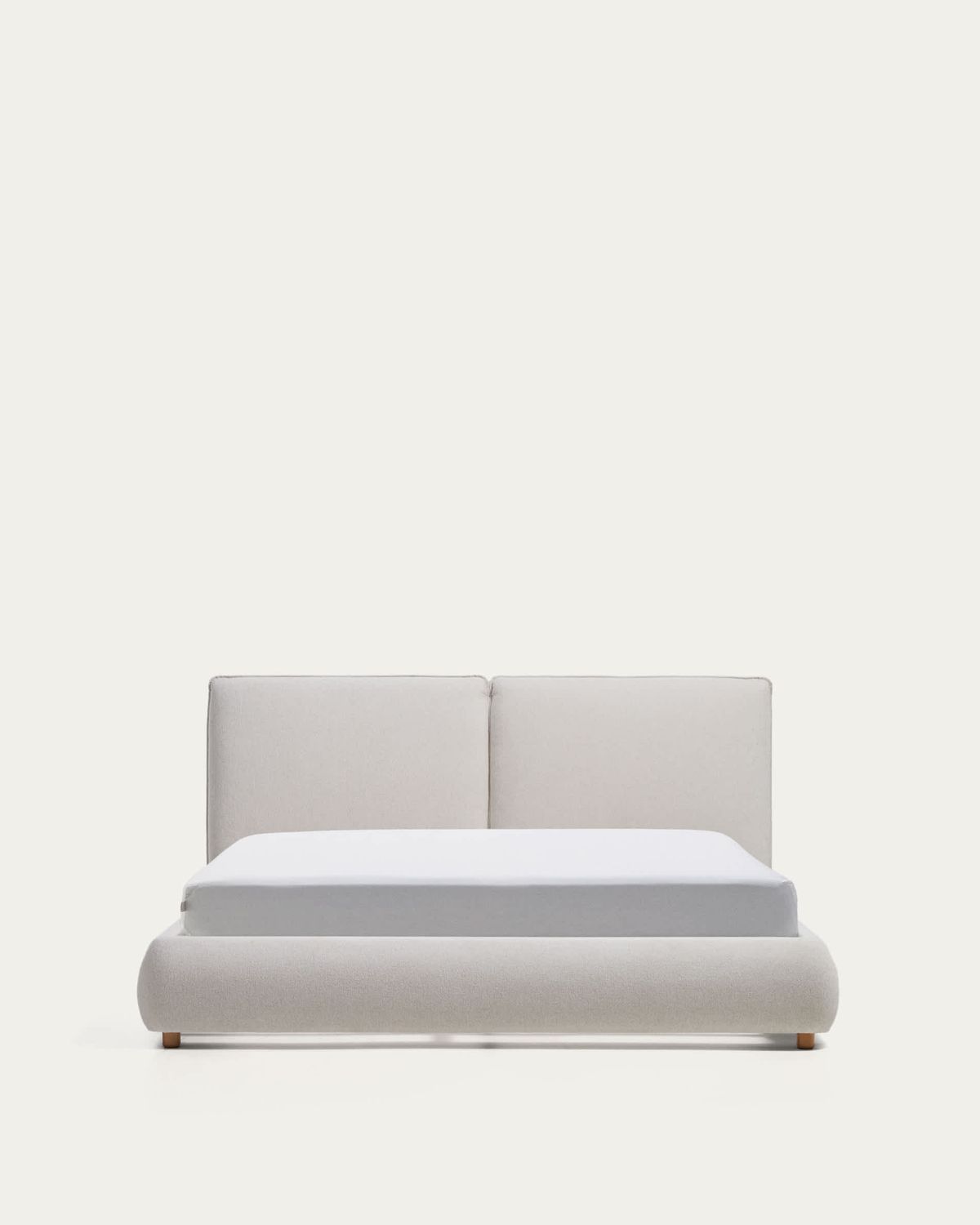 Cama Elerio en chenilla crudo para colchón de 160 x 200 cm