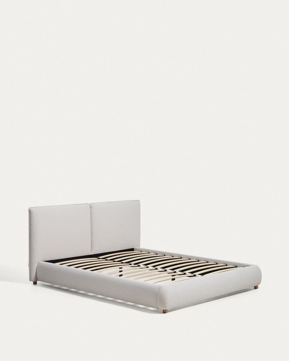 Cama Elerio en chenilla crudo para colchón de 160 x 200 cm