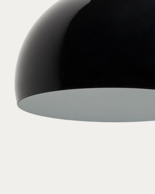 Lámpara de pie Madali de acero con acabado negro brillante y mármol negro