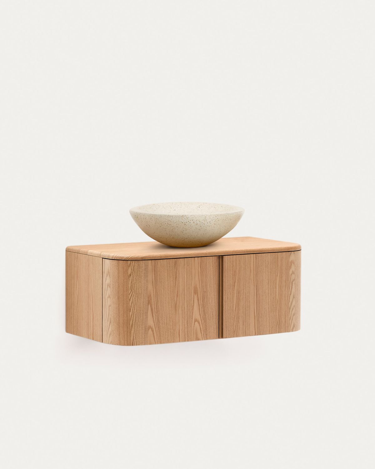 Mueble de baño Salaya de madera contrachapada de fresno con acabado natural 90 x 45 cm
