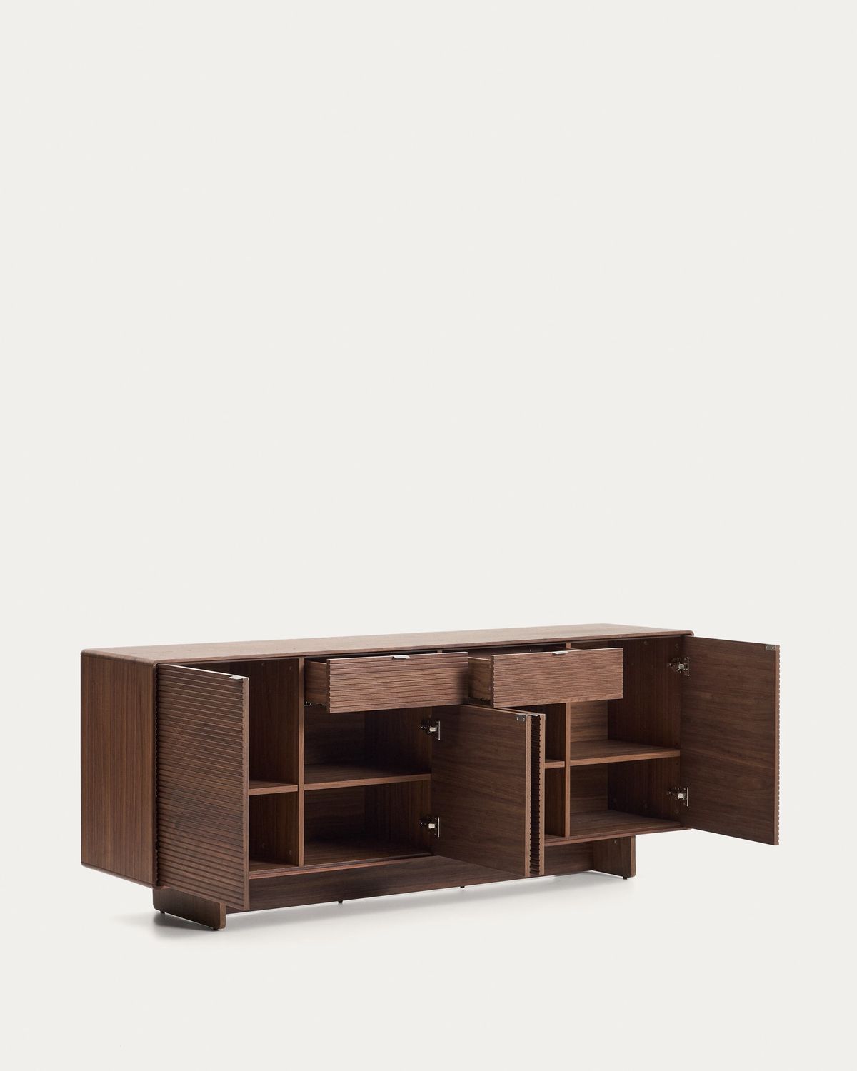 Aparador Norlen 4 puertas y 2 cajones de chapa de nogal FSC Mix Credit 194,5 x 78 cm