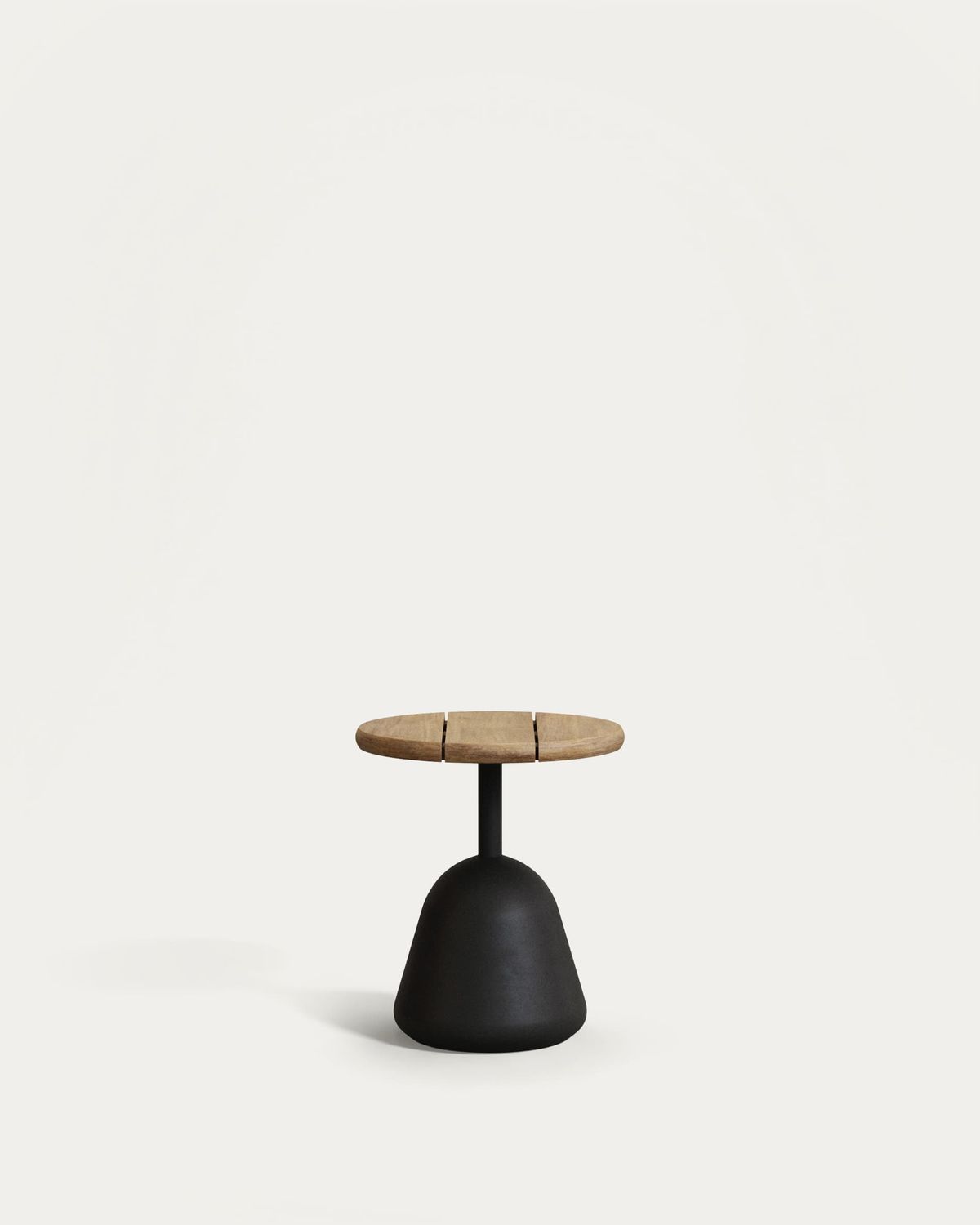 Mesa de centro Saura de metal negro con sobre de acacia natural 45 x Ø43 cm FSC 100%