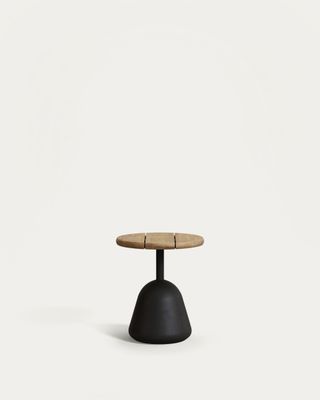 Mesa de centro Saura de metal negro con sobre de acacia natural 45 x Ø43 cm FSC 100%