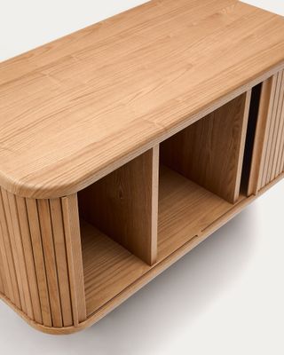 Mueble de baño Mailen en chapa de fresno con acabado natural 90 x 45 cm