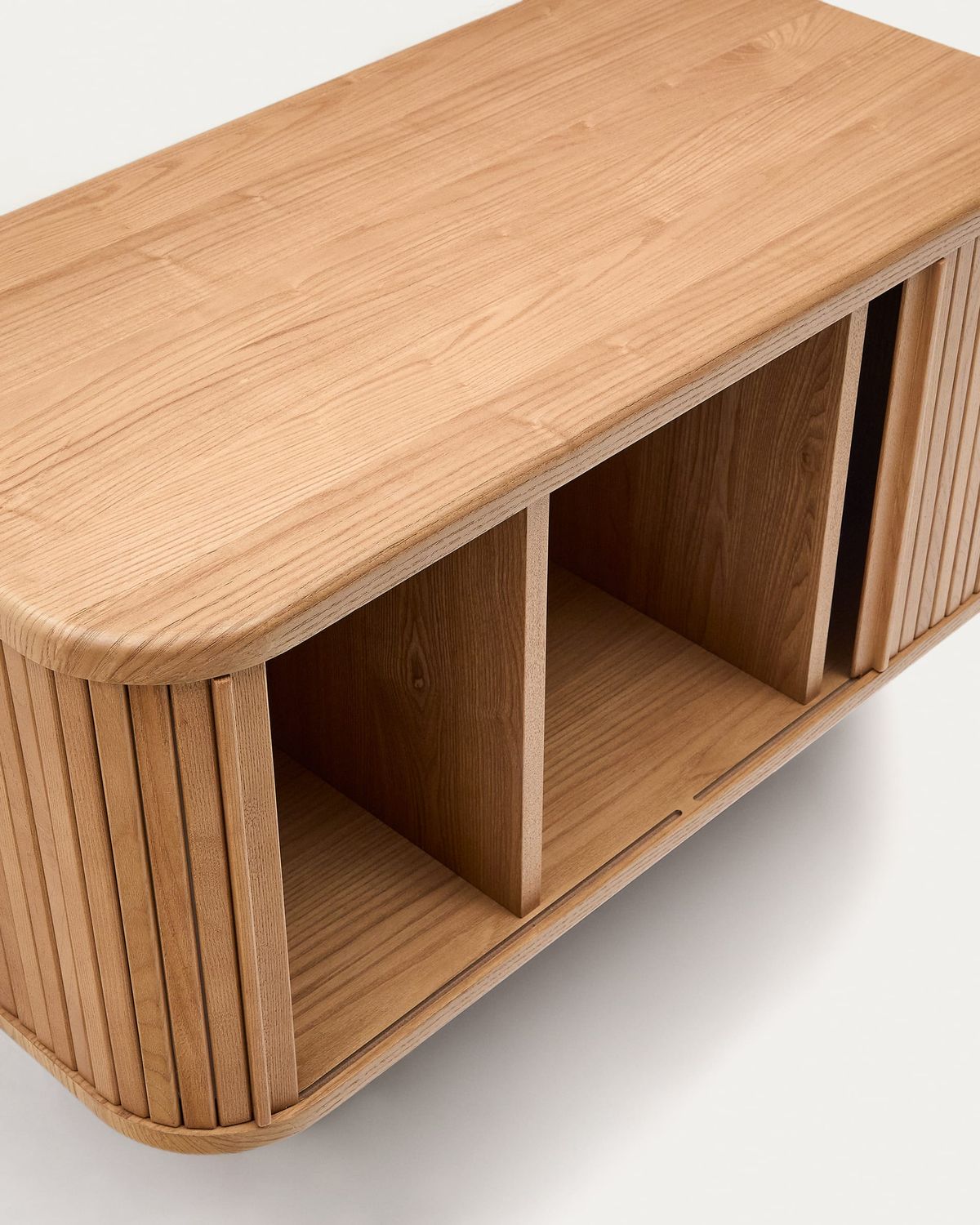 Mueble de baño Mailen en chapa de fresno con acabado natural 90 x 45 cm