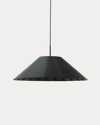 Pantalla para lámpara de techo exterior Saranella de ratán sintético negro Ø 70 cm