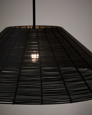 Pantalla para lámpara de techo exterior Saranella de ratán sintético negro Ø 70 cm