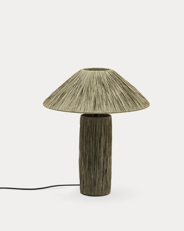 Lámpara de mesa Samse de rafia verde