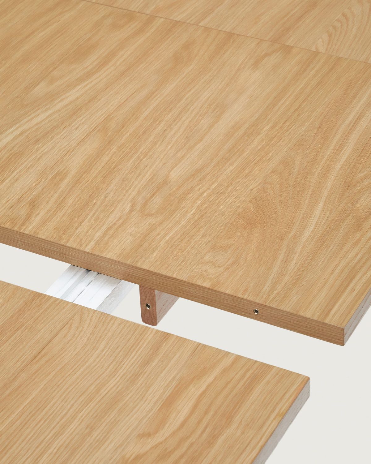 Mesa extensible Arlen chapa y madera maciza roble acabado natural 200(250)x95cm FSC Mix Credit
