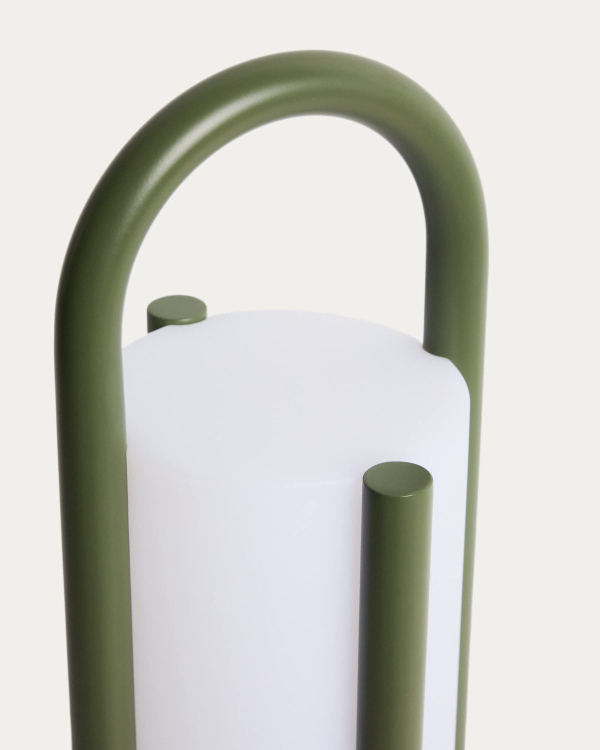 Lámpara de mesa grande portátil Leros de polietileno y acero verde