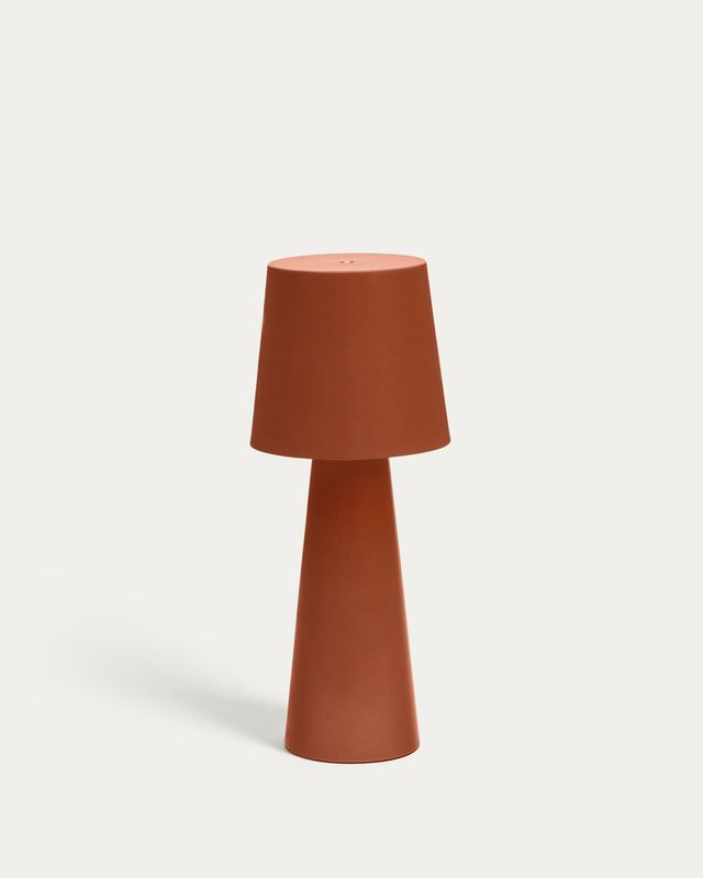 Lámpara de mesa grande de exterior Arenys de metal con acabado pintado terracota