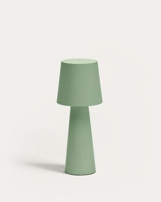 Lámpara de mesa grande de exterior Arenys de metal con acabado pintado verde claro