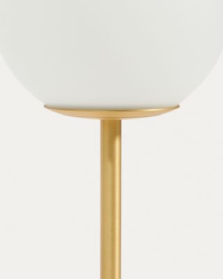 Lámpara de mesa Brisia de metal con acabado latón cepillado y 1 bola de cristal glaseado Ø15 cm
