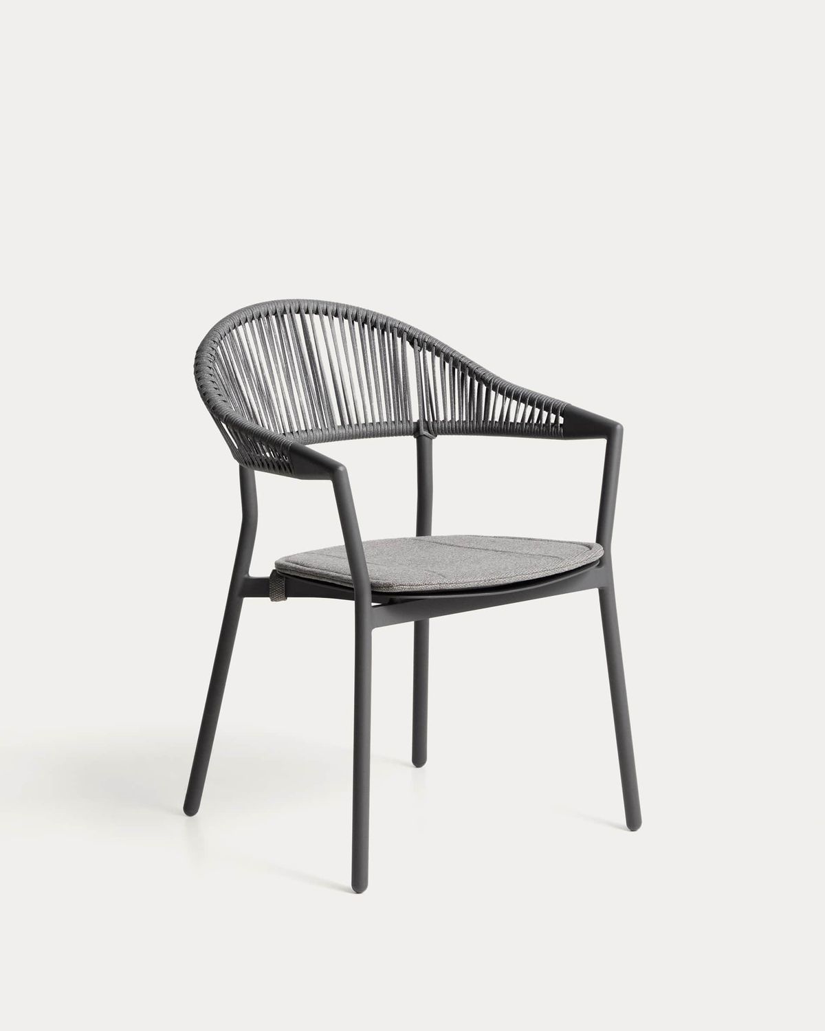 Silla apilable de exterior Alimia de aluminio grafito y cuerda sintética gris