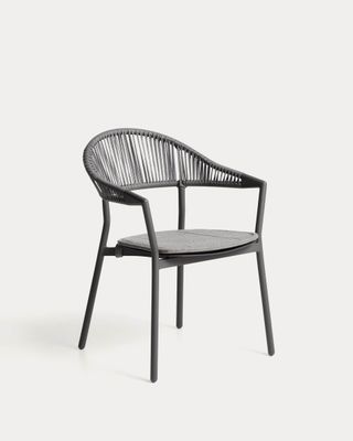 Silla apilable de exterior Alimia de aluminio grafito y cuerda sintética gris